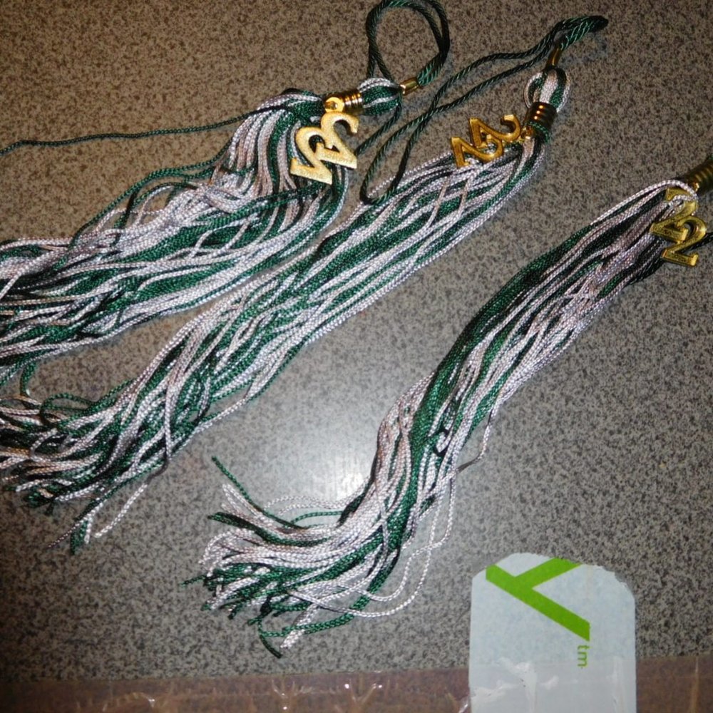 2022 MOTAR BOARD TASSLE GRADUATION SILVER & GREEN TASSEL TASSLE JOSTENS